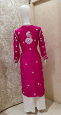Safa Premium Muslin 3D Chikankari  Rose Long Kurti