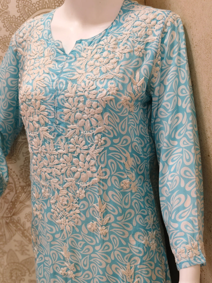 Sofia Modal Printed 3D  Chikankari  Long Kurti