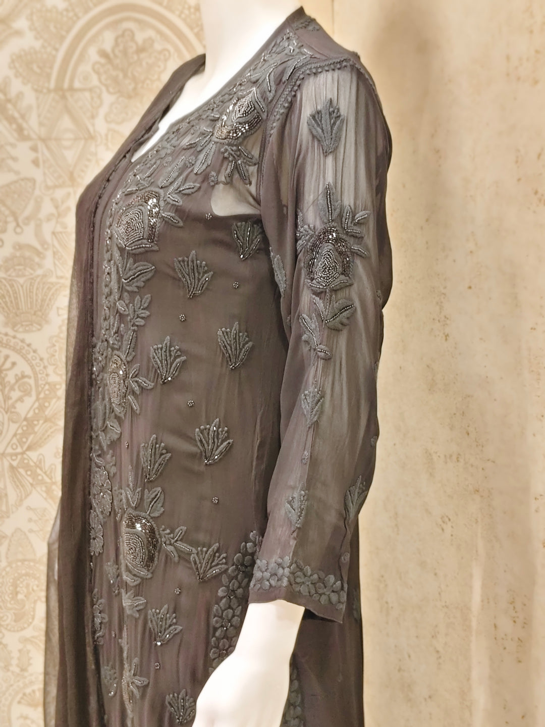 Yazrin Viscose Designer Black  Add On Cutdana And Pearl Work Chikankari 3 Piece Set