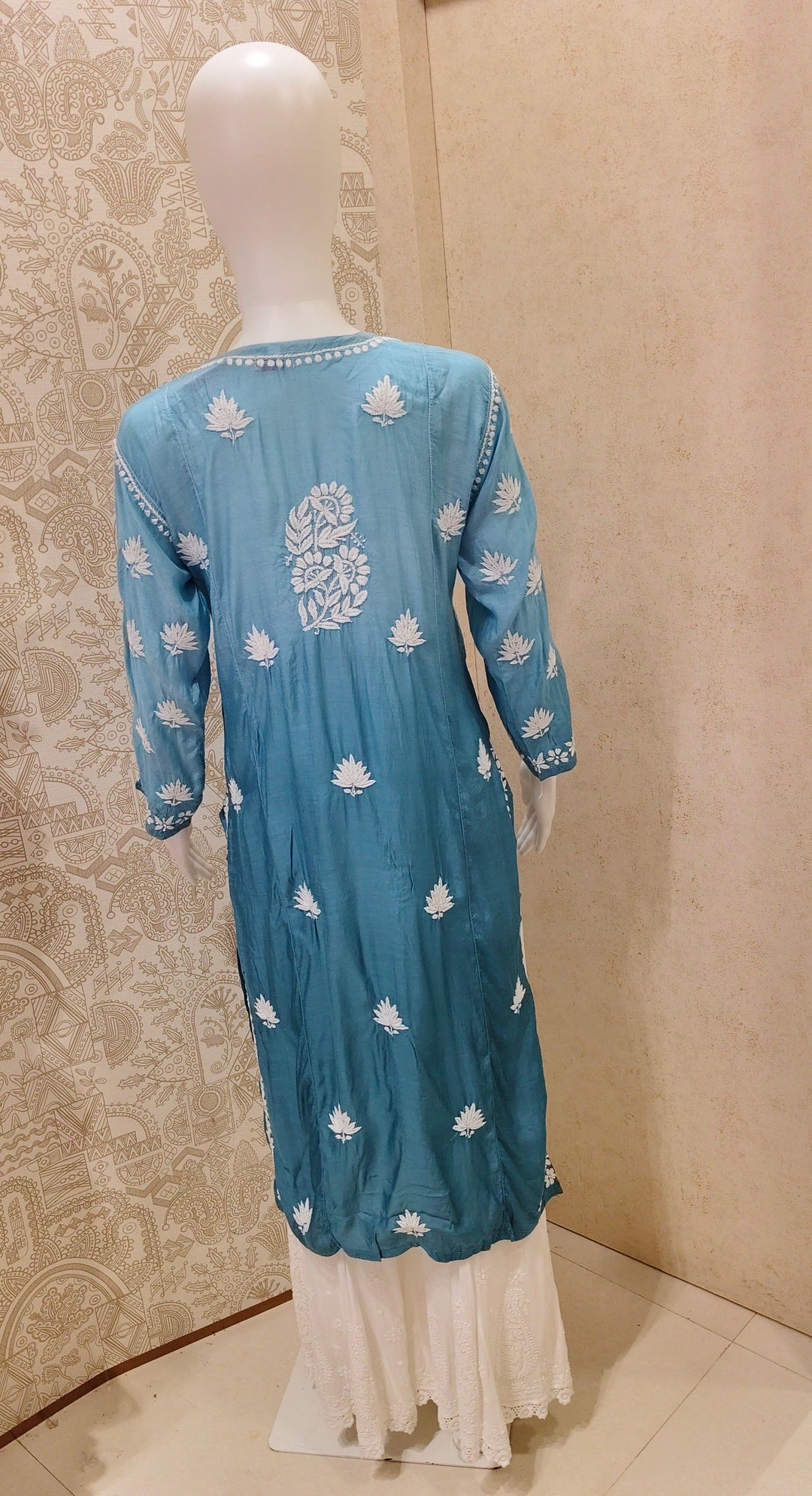 Basma Muslin Ombre Chikankari  Long Kurti