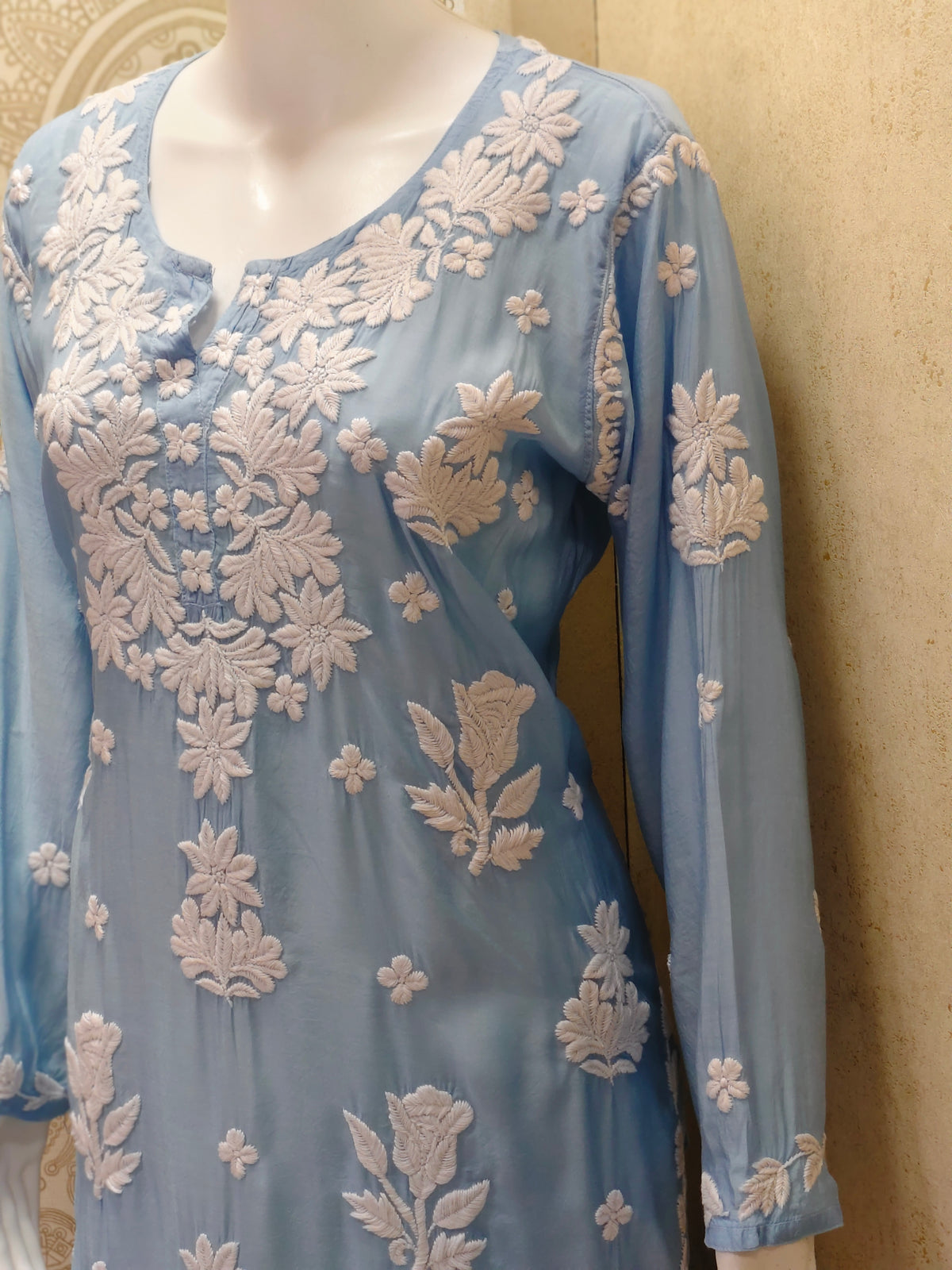 Inara Premium Muslin 7D Chikankari work long kurti