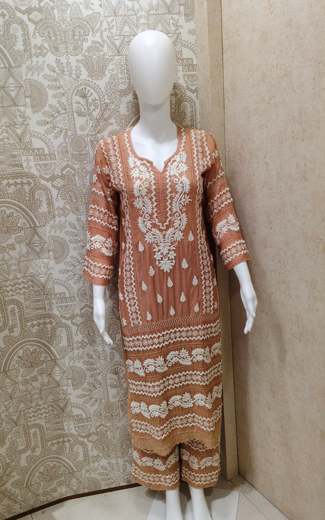 Zainab Premium Muslin 3D Chikankari  Kurti Pant Set