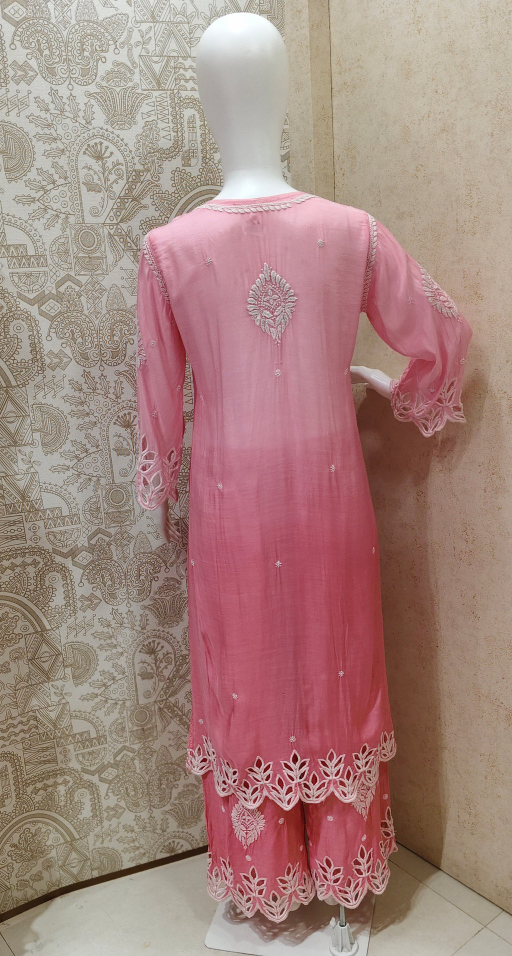 Anaya  Premium Muslin 3D Chikankari Ombre  Cutwork Kurti Palazzo Set