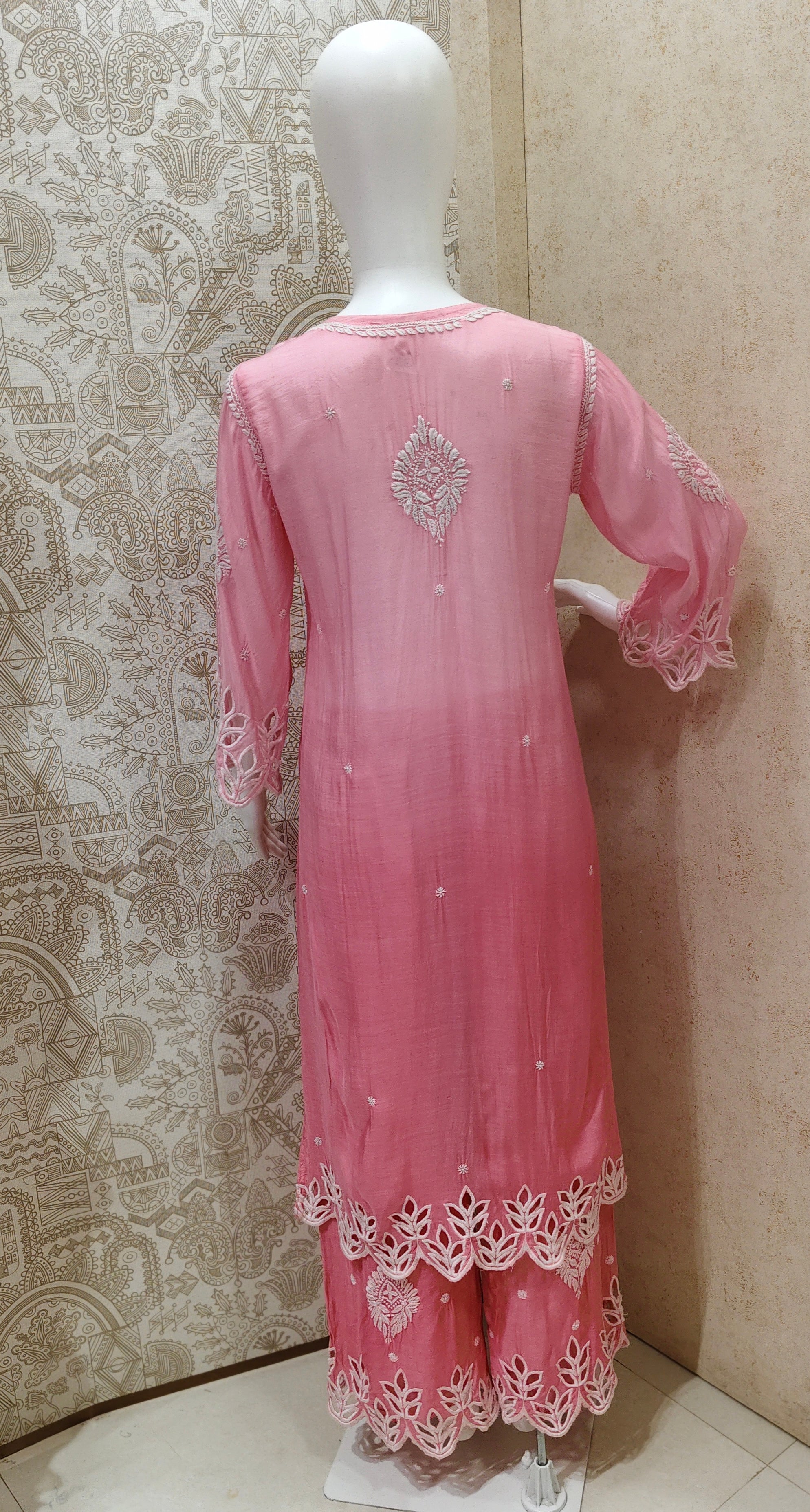 Anaya  Premium Muslin 3D Chikankari Ombre  Cutwork Kurti Palazzo Set