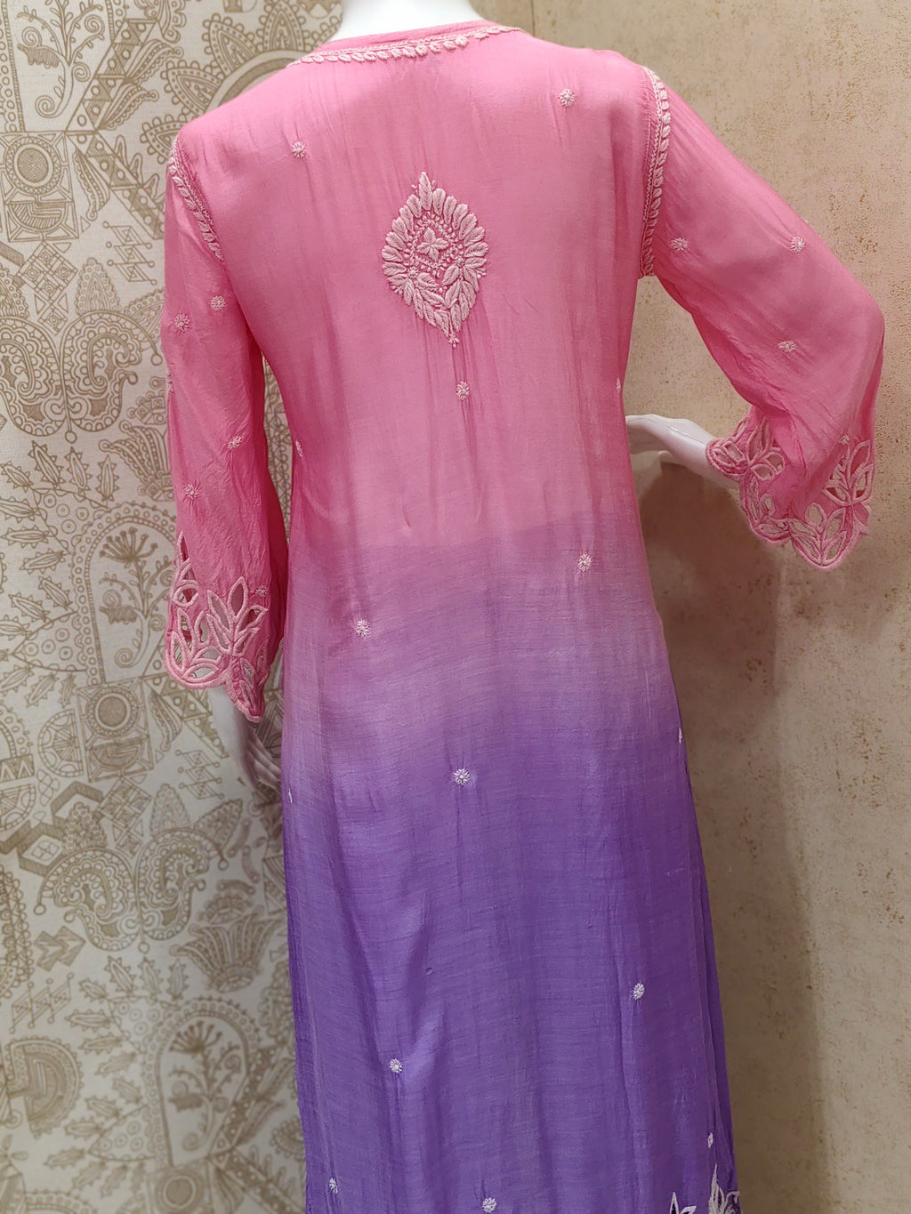 Anaya  Premium Muslin 3D Chikankari Ombre  Cutwork Kurti Palazzo Set