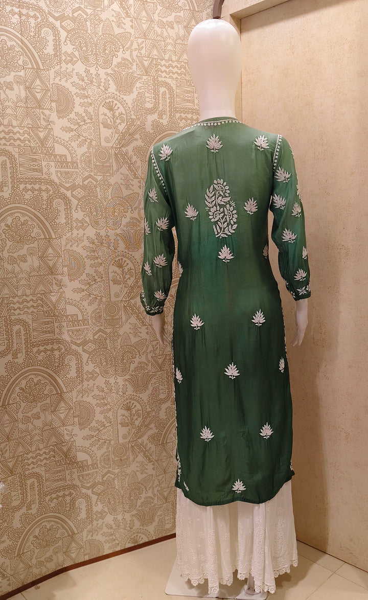 Basma Muslin Ombre Chikankari  Long Kurti