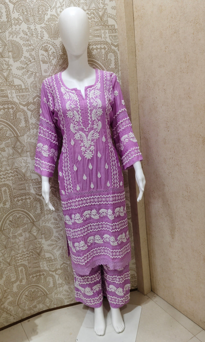 Zainab Premium Muslin 3D Chikankari  Kurti Pant Set