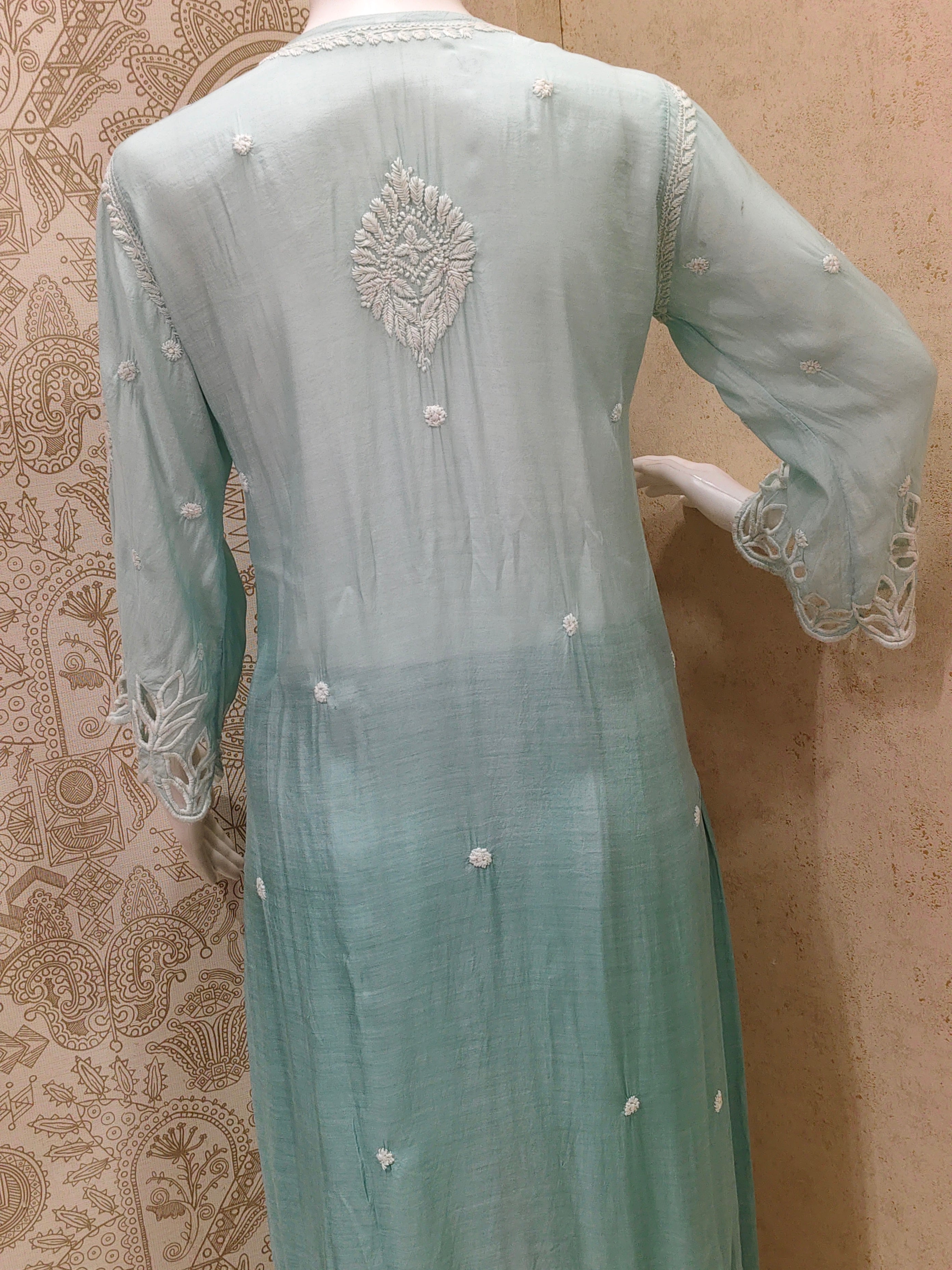 Anaya  Premium Muslin 3D Chikankari Ombre  Cutwork Kurti Palazzo Set