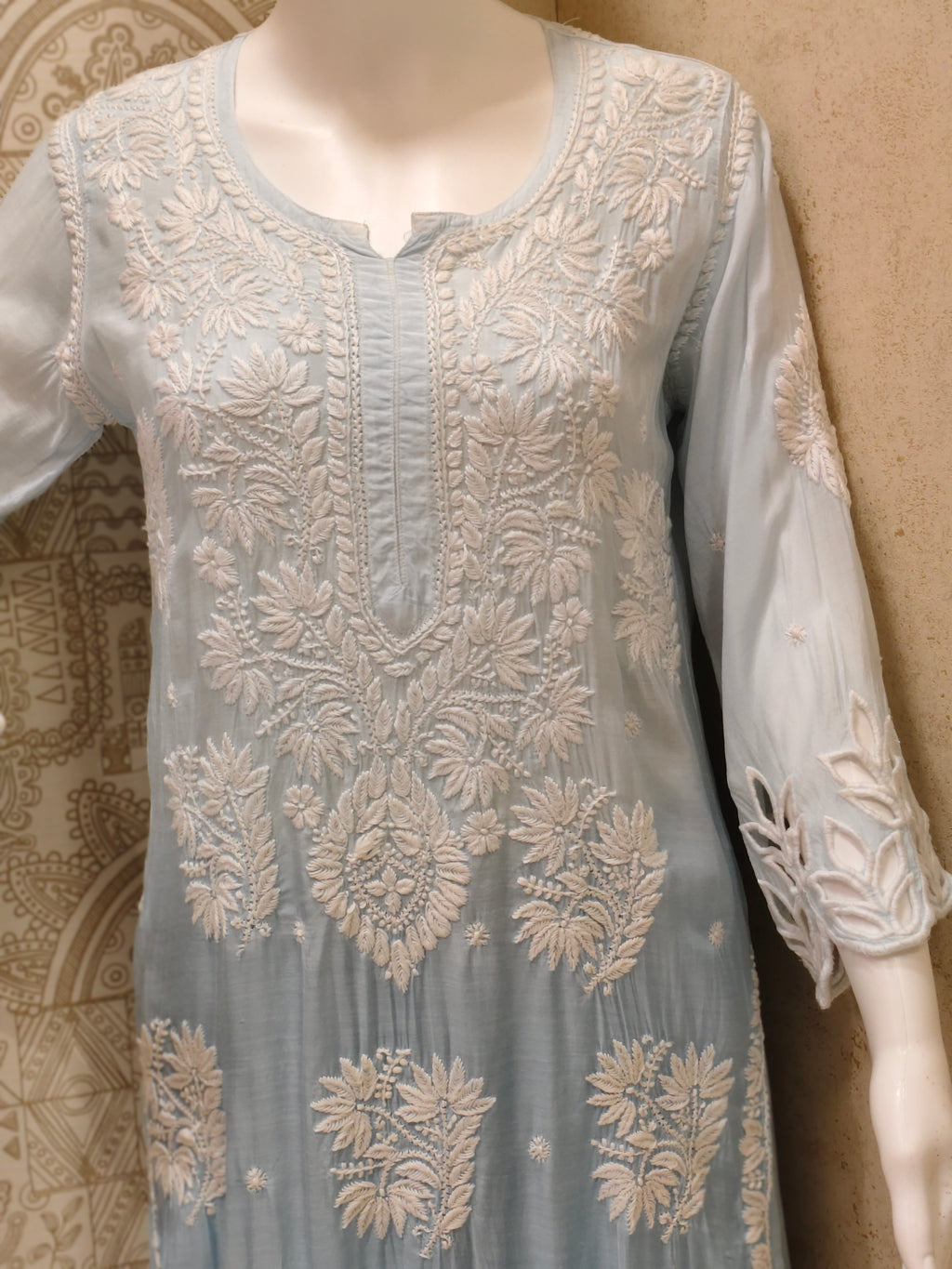 Anaya  Premium Muslin 3D Chikankari Ombre  Cutwork Kurti Palazzo Set