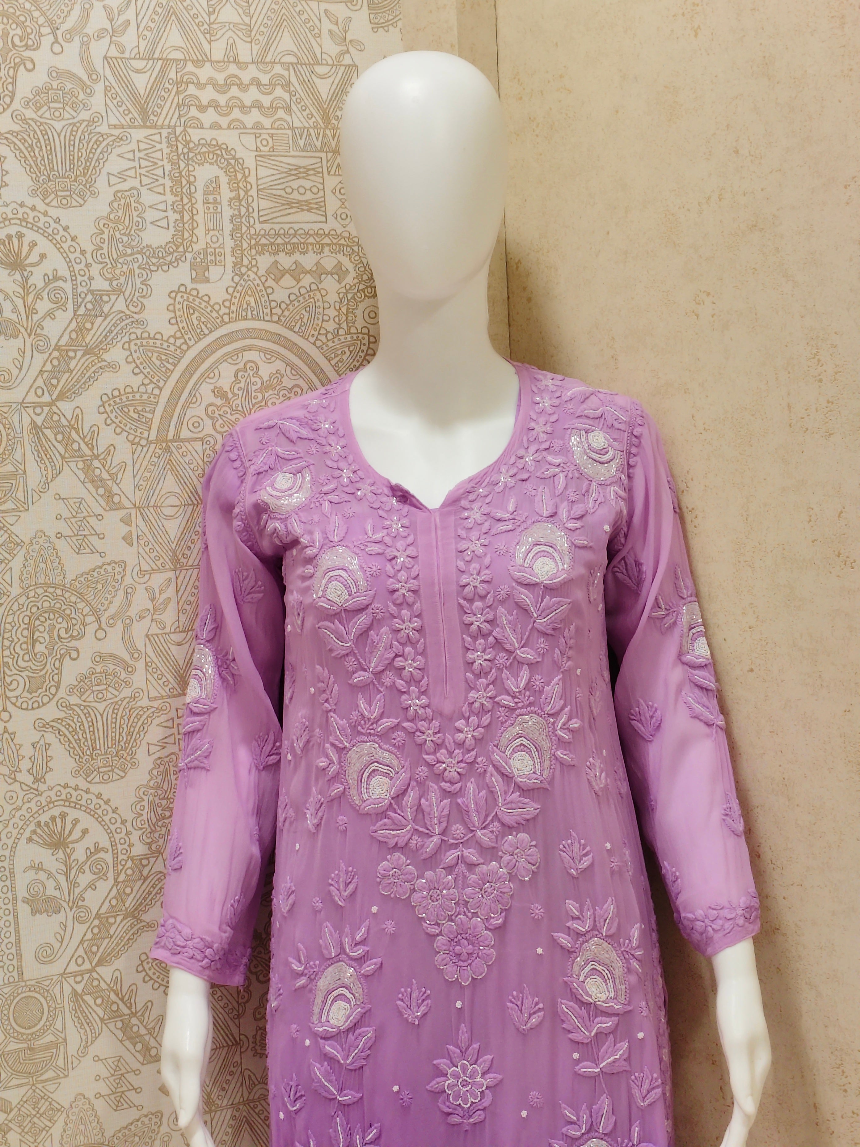 Yazrin Viscose Designer Add On Cutdana And Pearl Work Chikankari 3 Piece Set