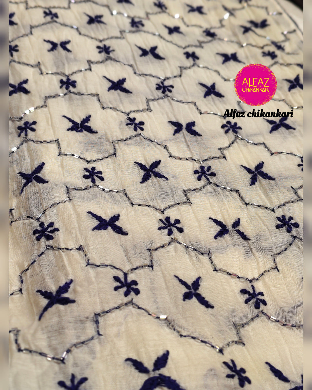 Alica  Mul Chanderi Semi-Stitched A Line Kurta And Dupatta Set.