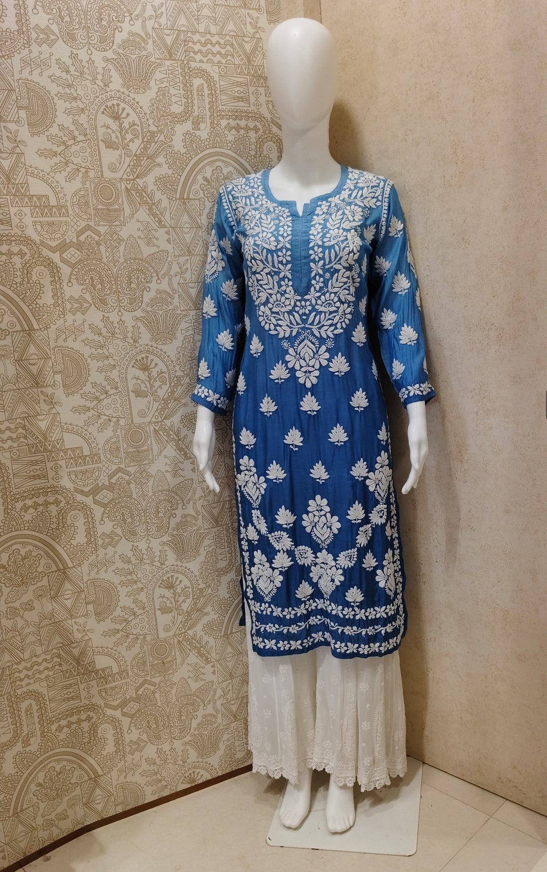 Basma Muslin Ombre Chikankari  Long Kurti