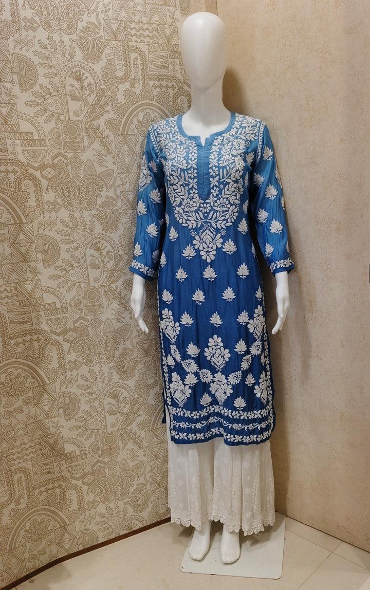 Basma Muslin Ombre Chikankari  Long Kurti