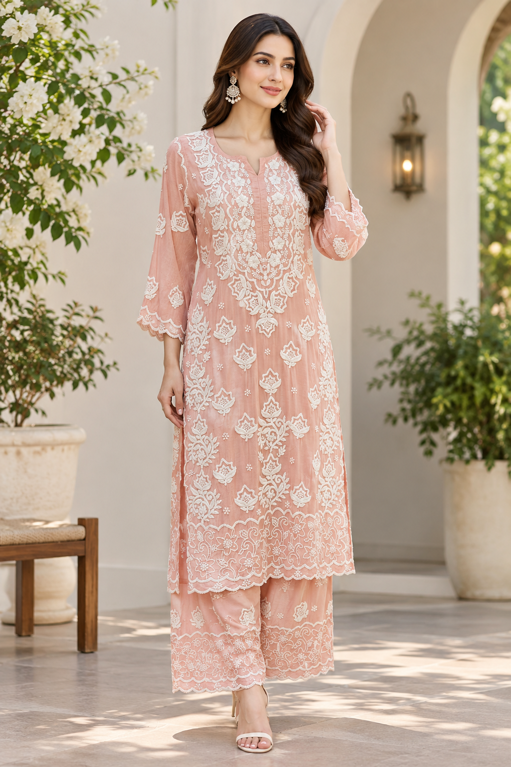 Rahila Muslin 3D Kurti Palazzo Set
