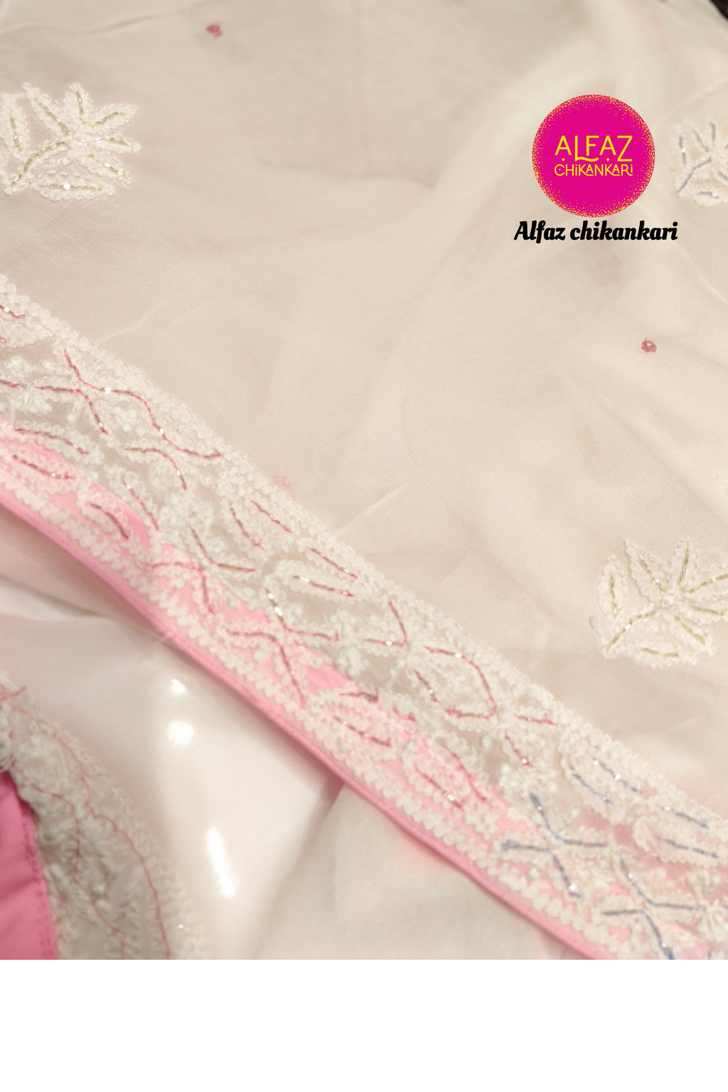Ismat Premium Viscose Jaal Work  Chikanakri Designer Anarkali With Add On Cutdana