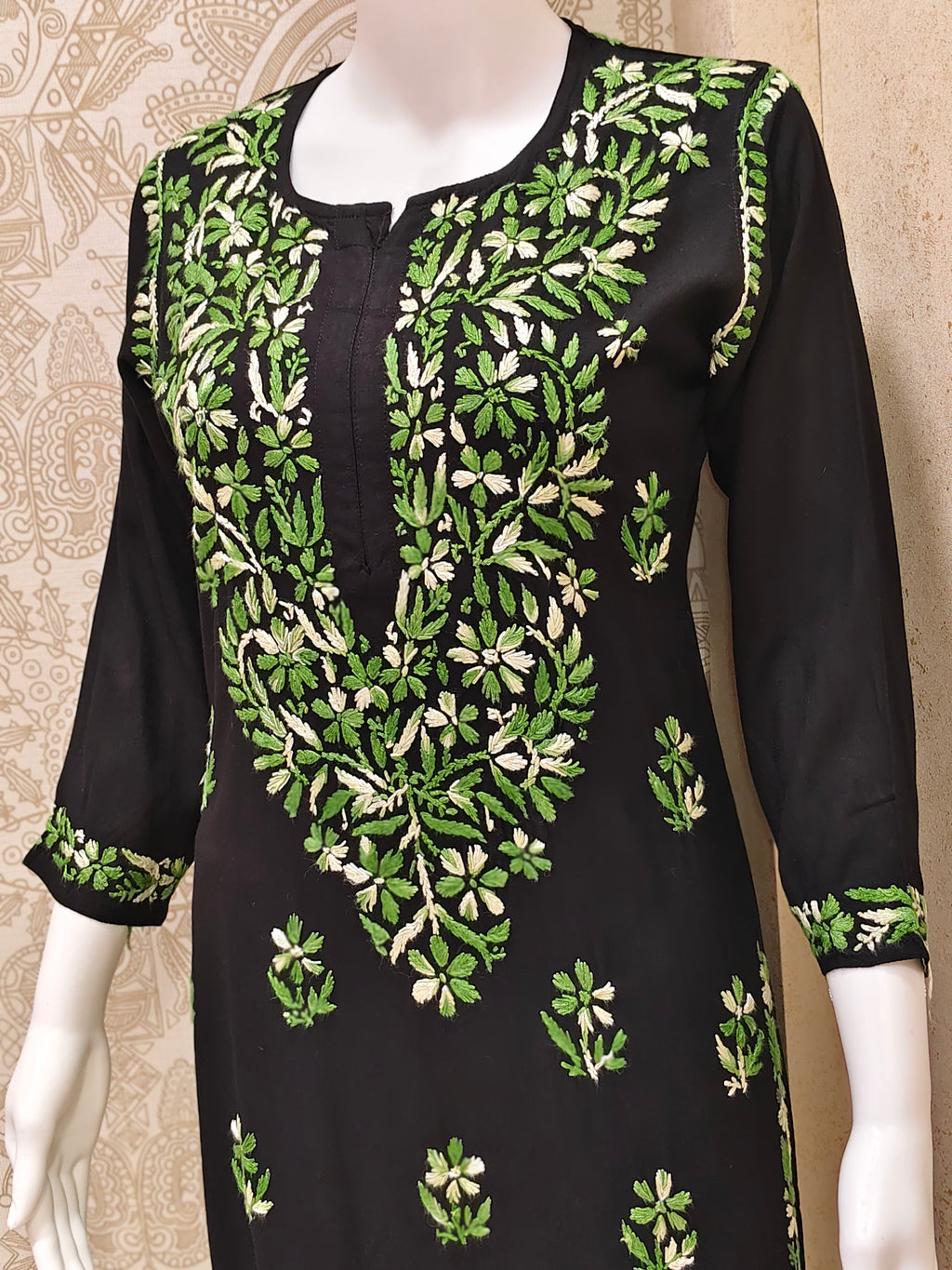 Sana Rayon Chikankari Designer Black Palazzo Set