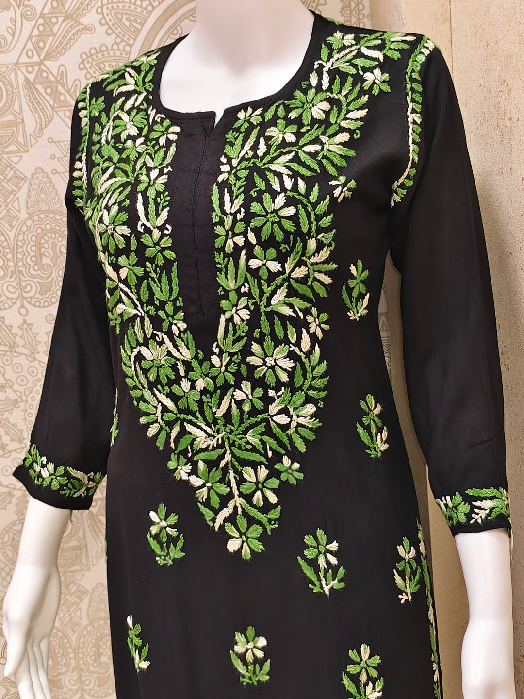 Sana Rayon Chikankari Designer Black Palazzo Set