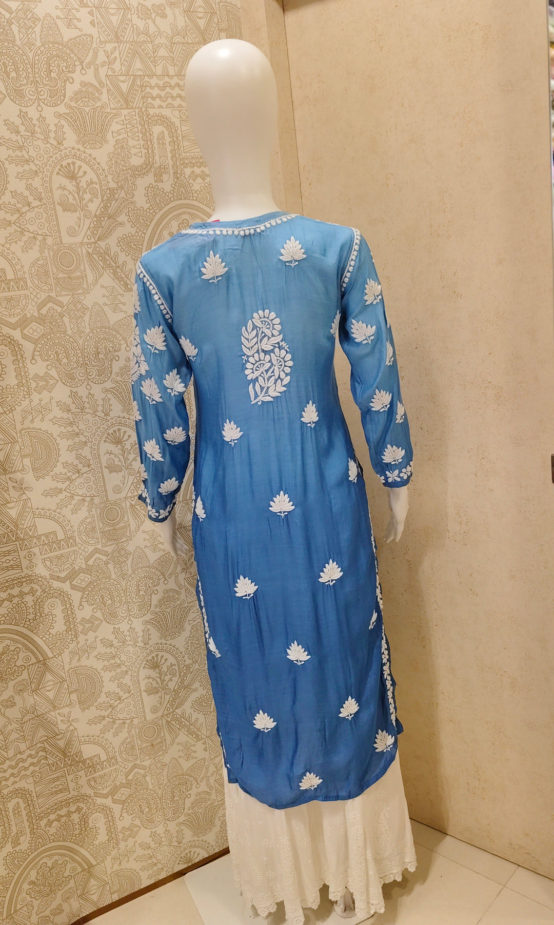 Basma Muslin Ombre Chikankari  Long Kurti
