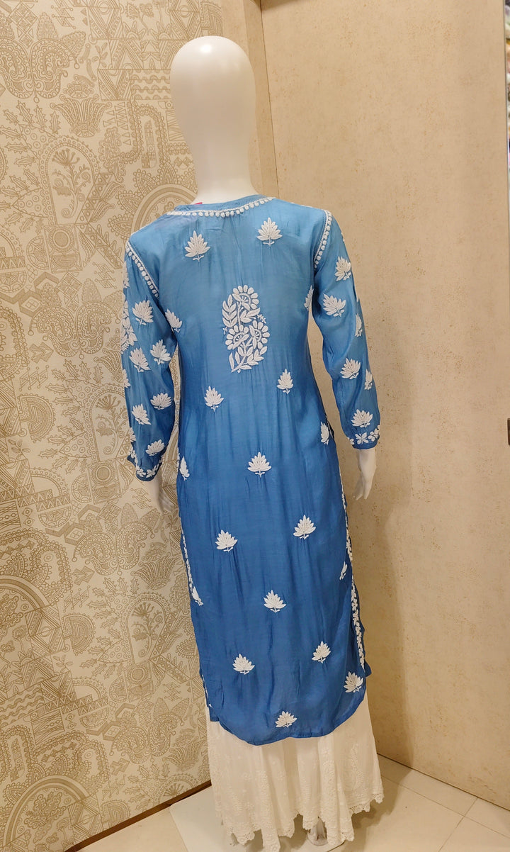 Basma Muslin Ombre Chikankari  Long Kurti