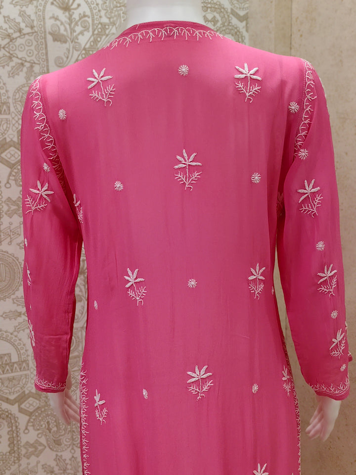 Farah  Viscose Designer Add On Cutdana And Pearl Work Chikankari Kurti