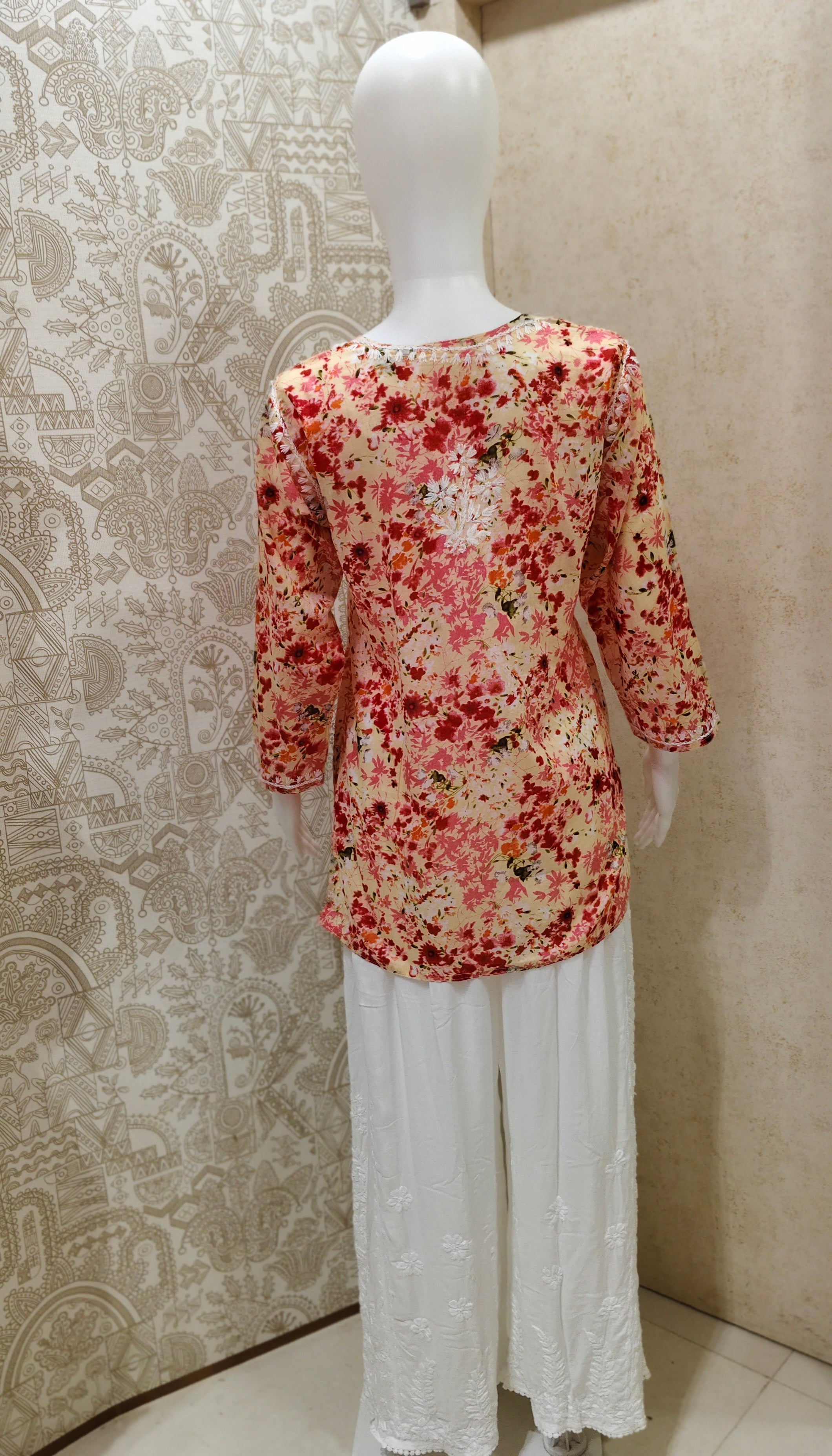 Soha Printed Mul  Cotton Chikankari Short Kurti