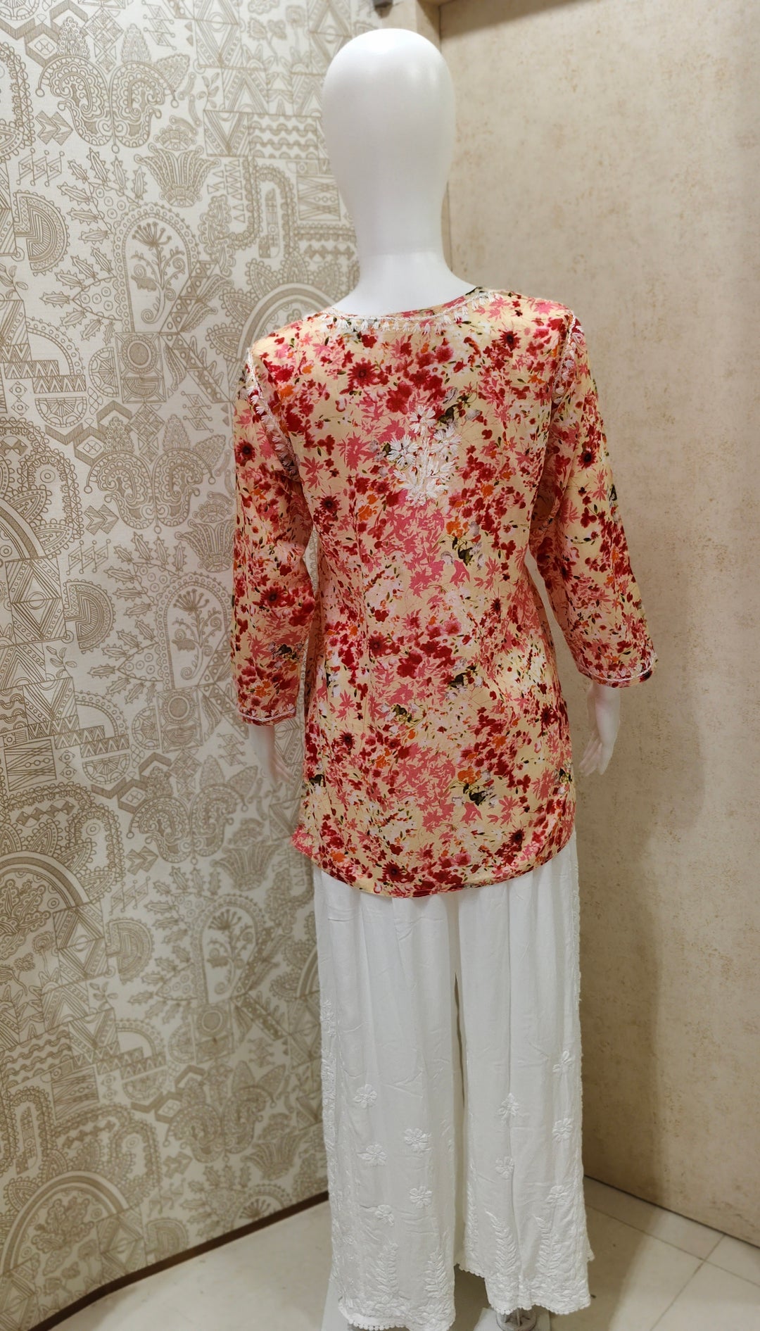 Soha Printed Mul  Cotton Chikankari Short Kurti