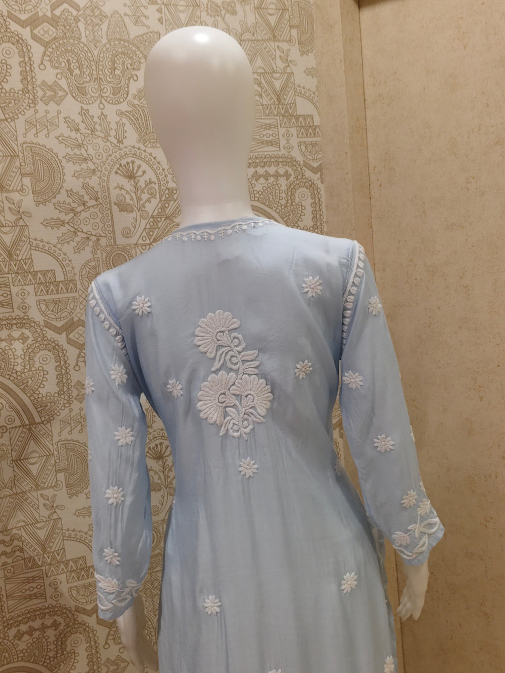 Safa Premium Muslin 3D Chikankari  Rose Long Kurti