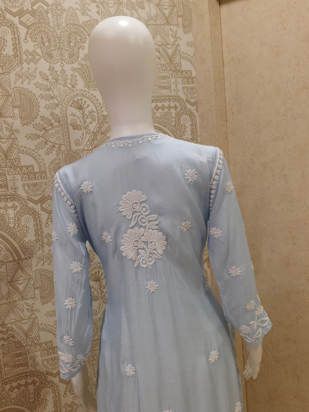 Safa Premium Muslin 3D Chikankari  Rose Long Kurti