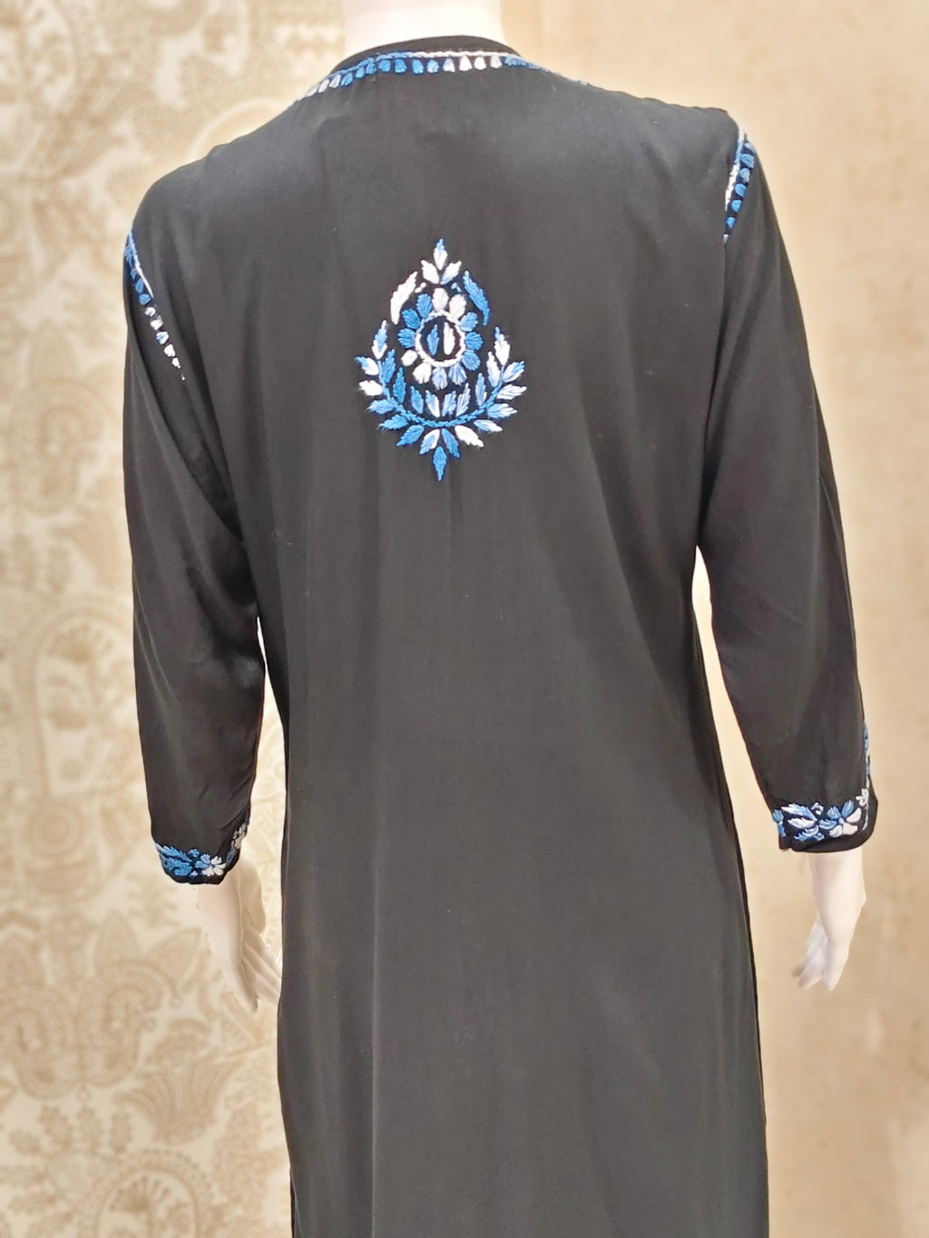 Sana Rayon Chikankari Designer Black Palazzo Set