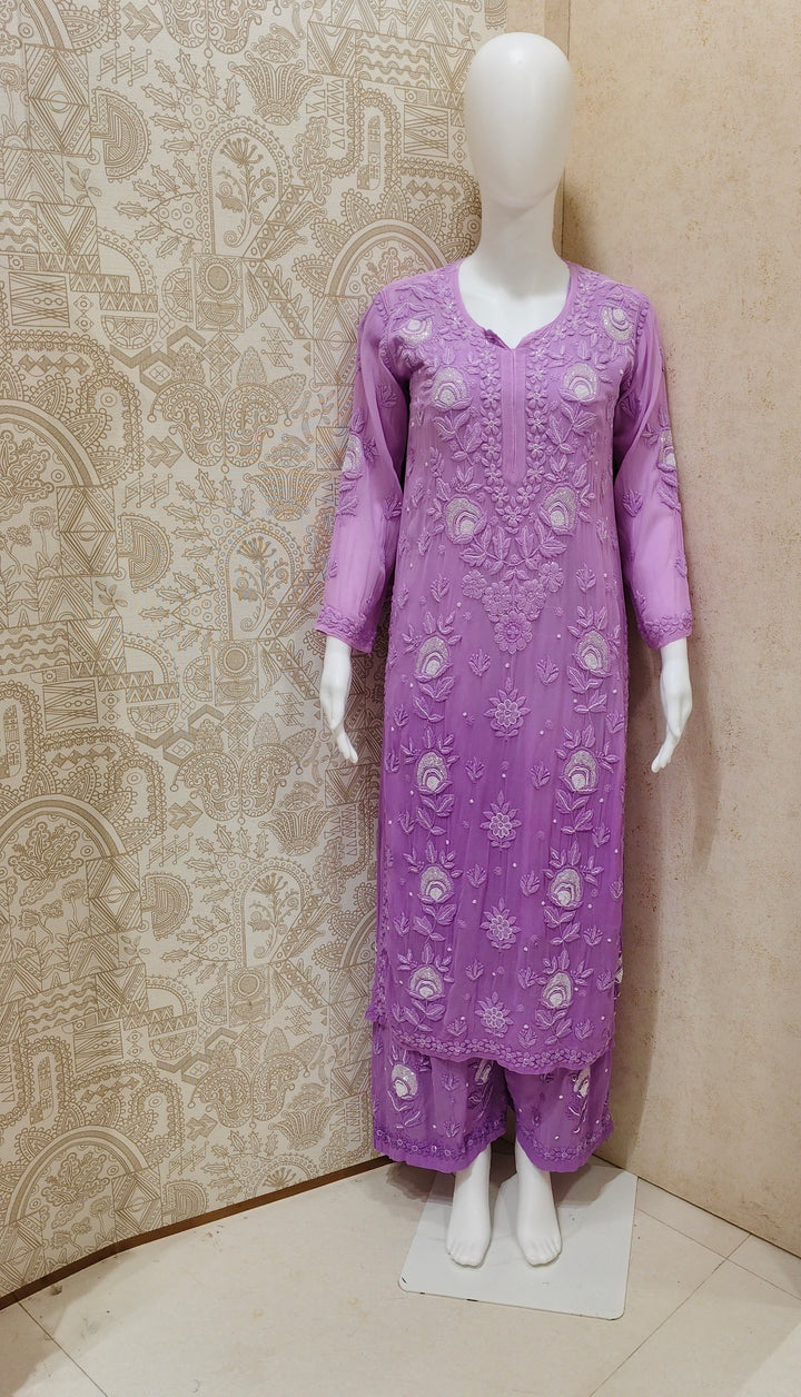 Yazrin Viscose Designer Add On Cutdana And Pearl Work Chikankari 3 Piece Set
