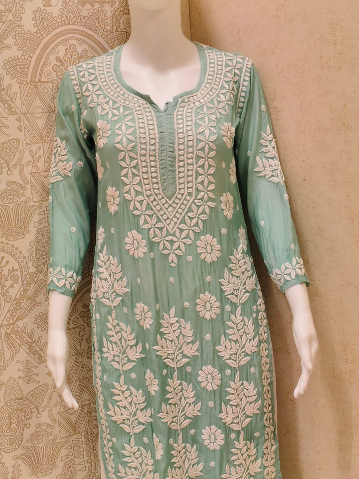 Tahira  Premium Muslin 3D Chikankari  Kurti