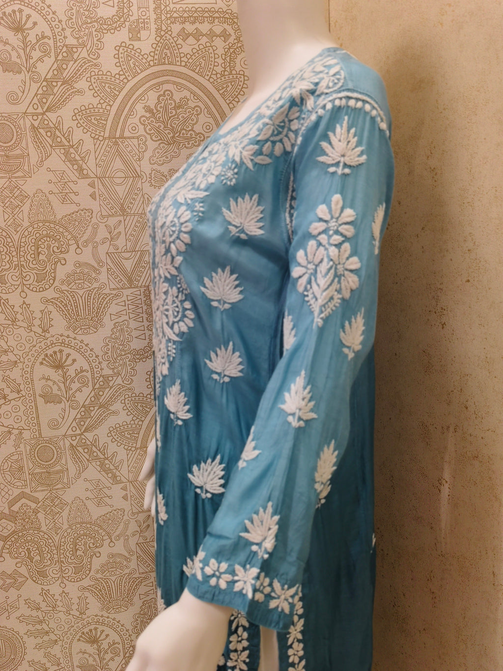 Basma Muslin Ombre Chikankari  Long Kurti
