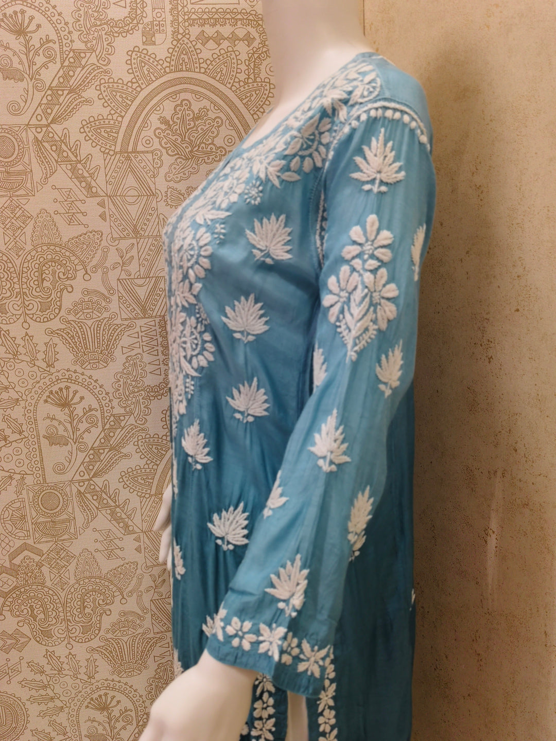 Basma Muslin Ombre Chikankari  Long Kurti