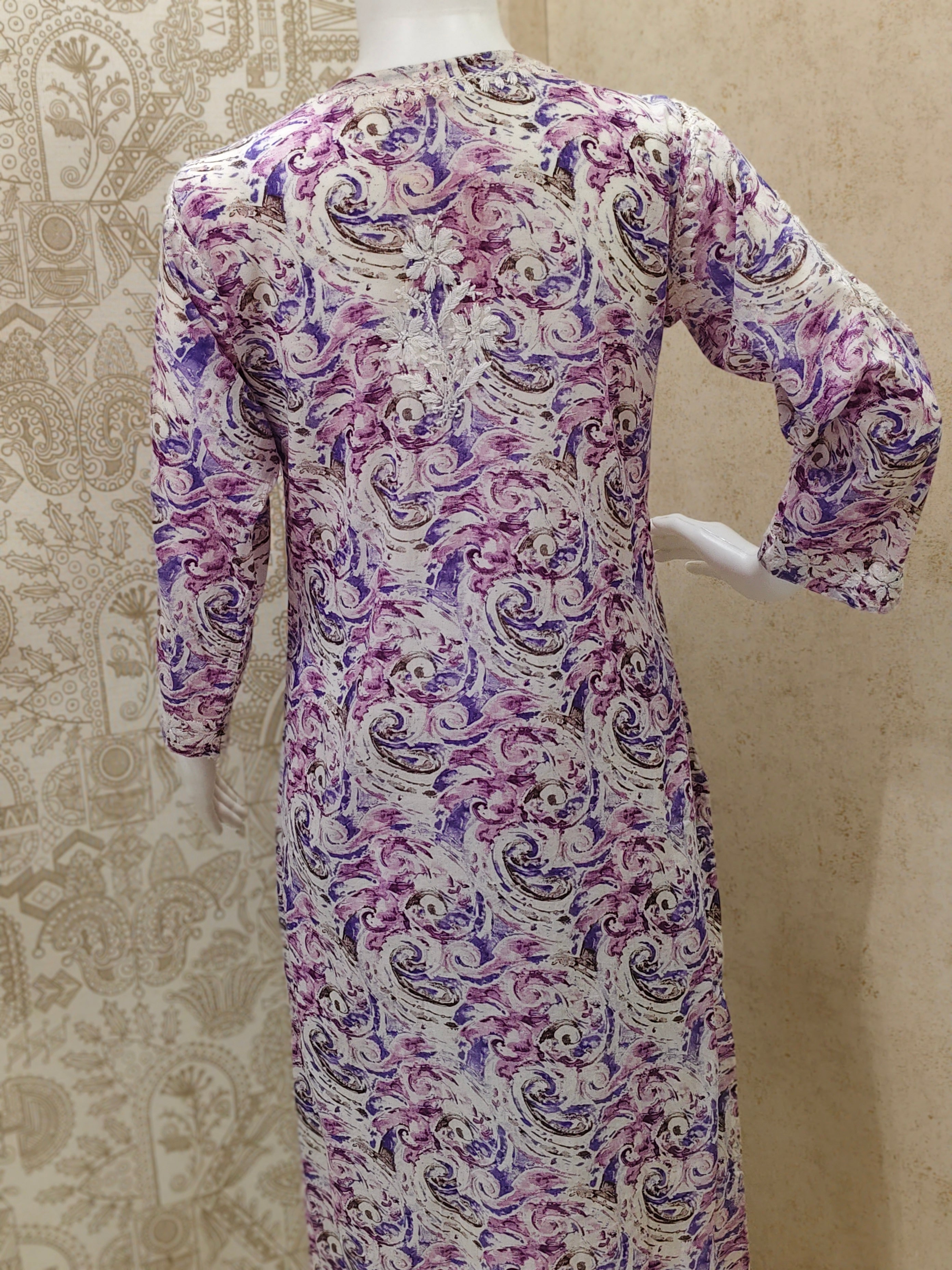 Rukhsaar Printed Mulmul Chikankari Pant  Set