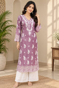 Inaya Premium Muslin 3D Chikankari work with Cutwork detailing long kurti