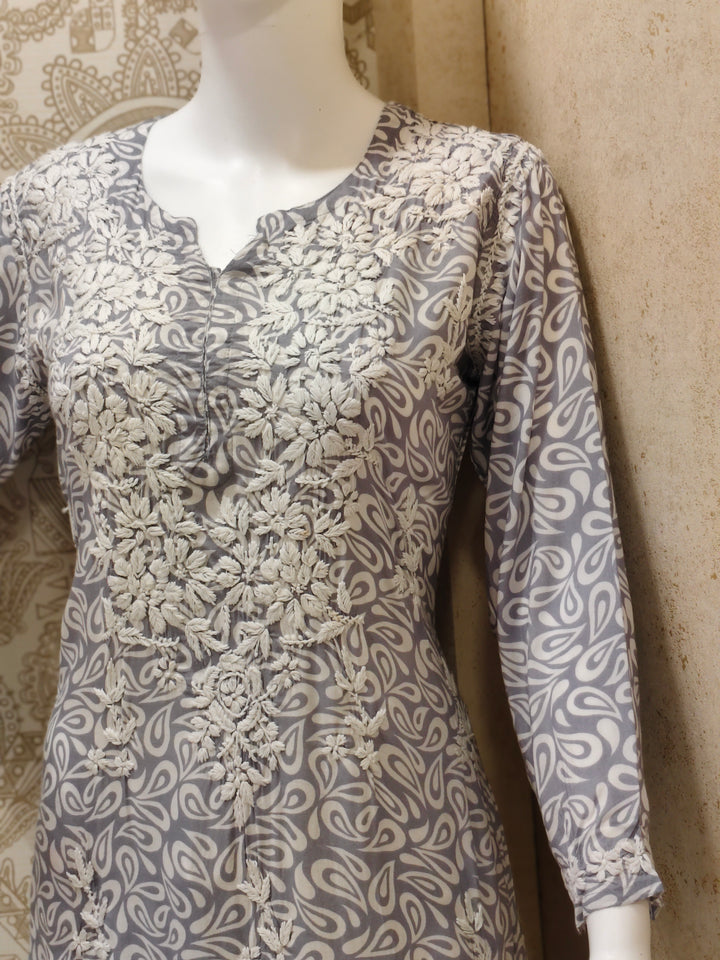 Sofia Modal Printed 3D  Chikankari  Long Kurti