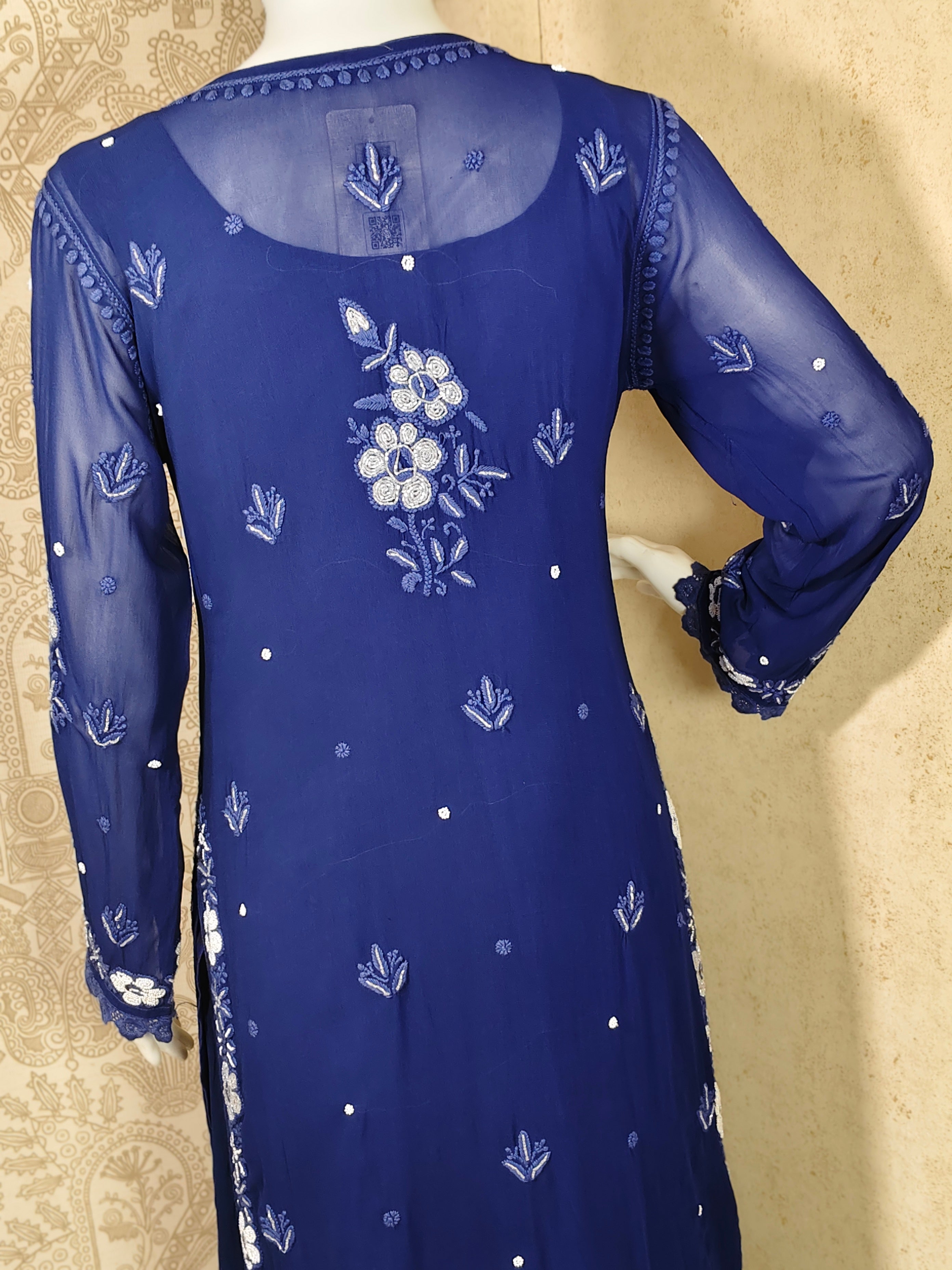 Afra Viscose Designer  Cutdana And Pearl Work Chikankari 3 Piece kalidar palazzo  set