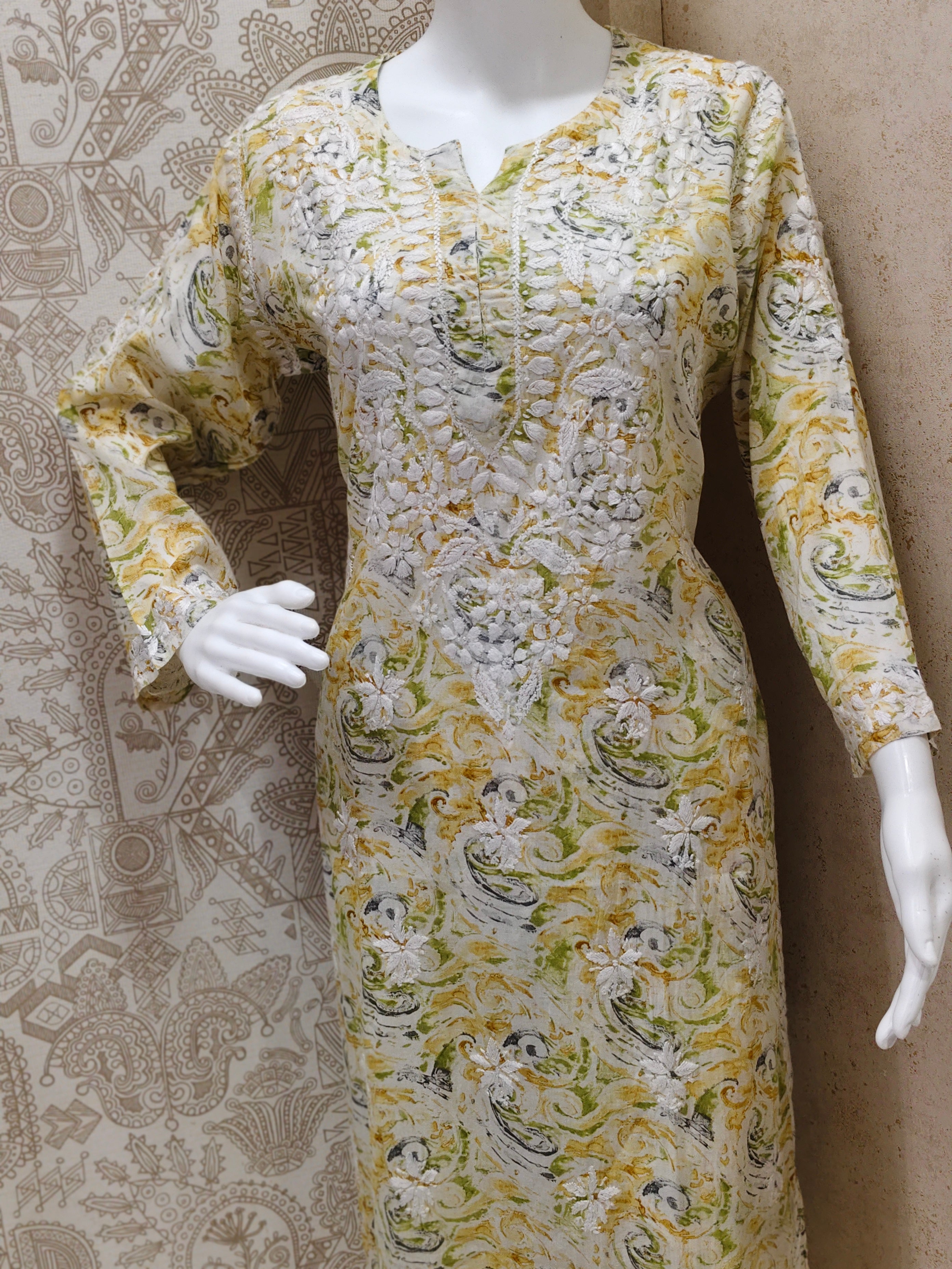 Rukhsaar Printed Mulmul Chikankari Pant  Set