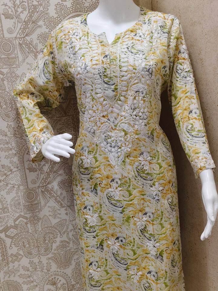 Rukhsaar Printed Mulmul Chikankari Pant  Set