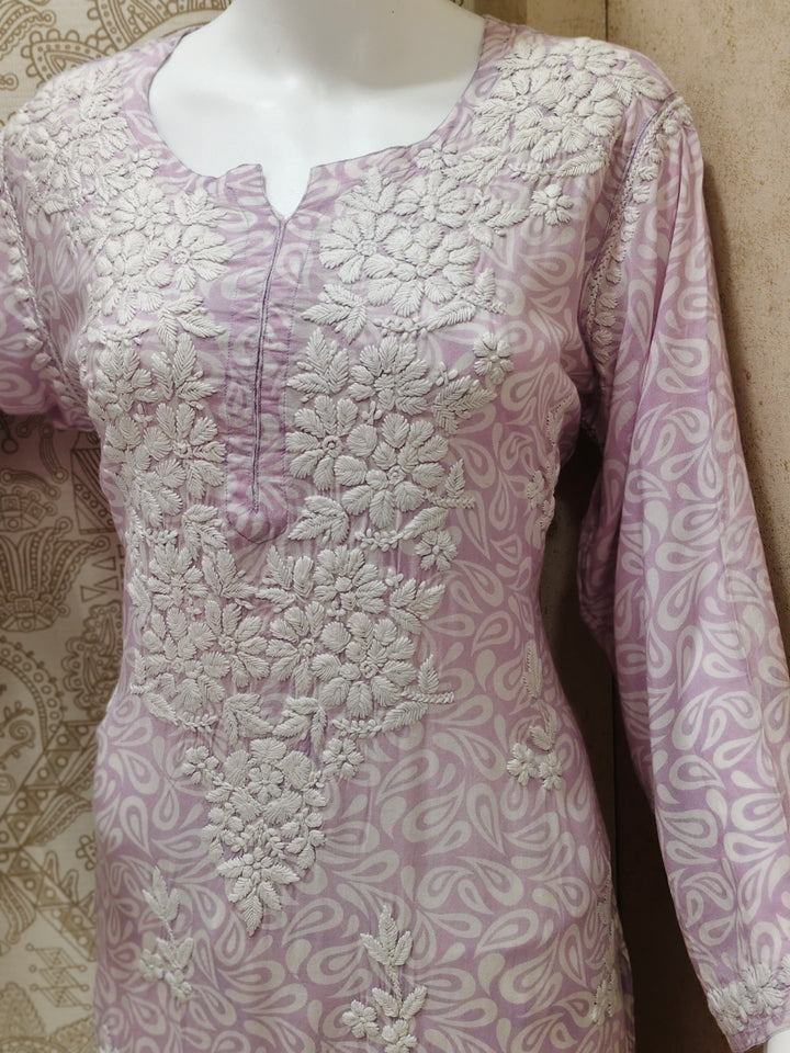 Sofia Modal Printed 3D  Chikankari  Long Kurti