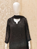 Yazrin Viscose Designer Black  Add On Cutdana And Pearl Work Chikankari 3 Piece Set