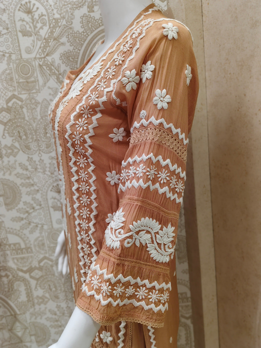 Zainab Premium Muslin 3D Chikankari  Kurti Pant Set