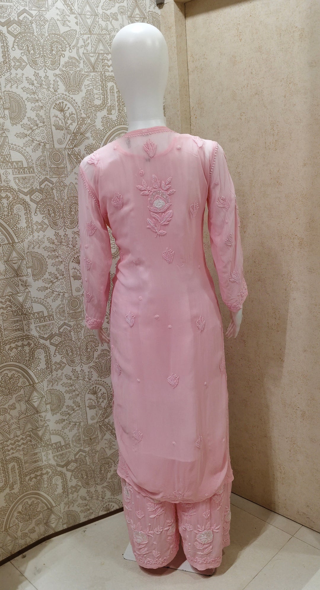 Yazrin Viscose Designer Add On Cutdana And Pearl Work Chikankari 3 Piece Set