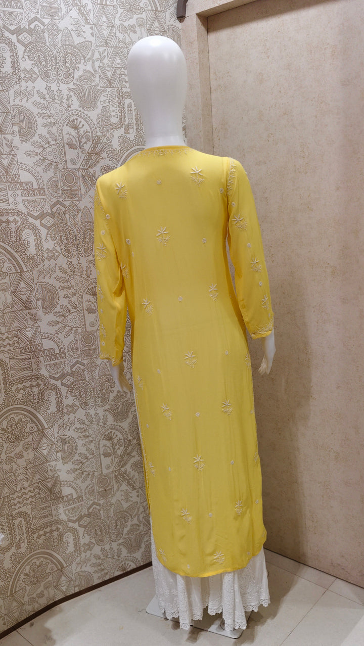 Farah  Viscose Designer Add On Cutdana And Pearl Work Chikankari Kurti