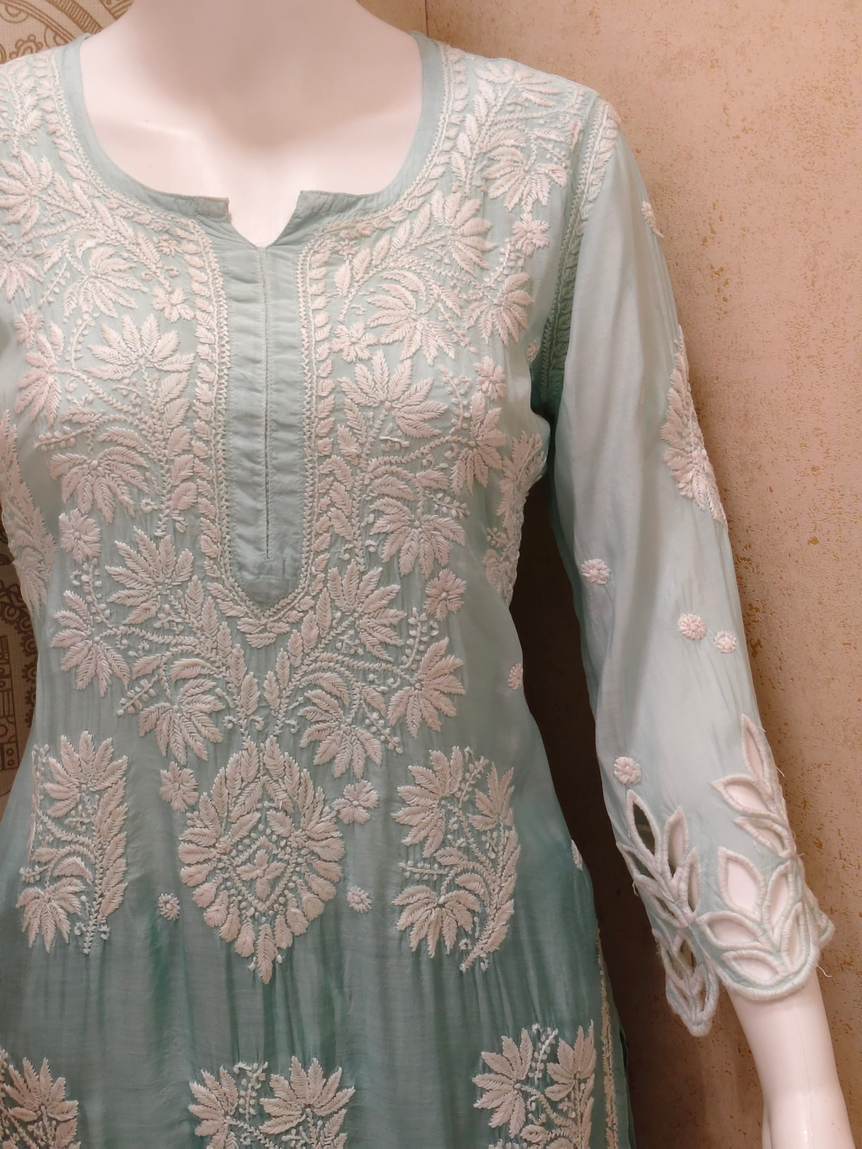 Anaya  Premium Muslin 3D Chikankari Ombre  Cutwork Kurti Palazzo Set