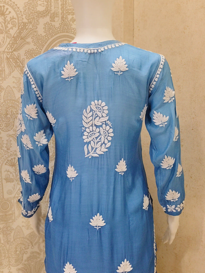 Basma Muslin Ombre Chikankari  Long Kurti