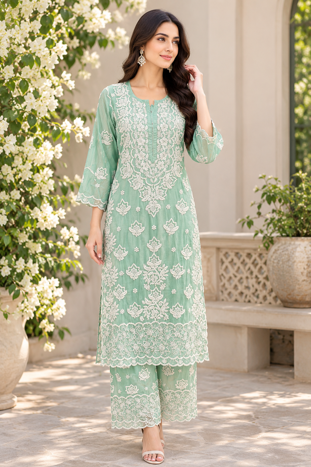 Rahila Muslin 3D Kurti Palazzo Set