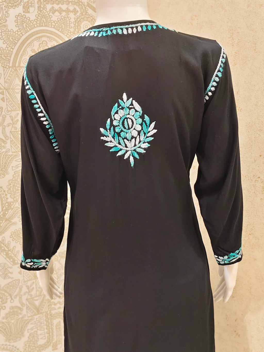 Sana Rayon Chikankari Designer Black Palazzo Set
