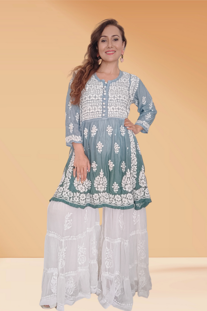 short kurtis for women chikankari