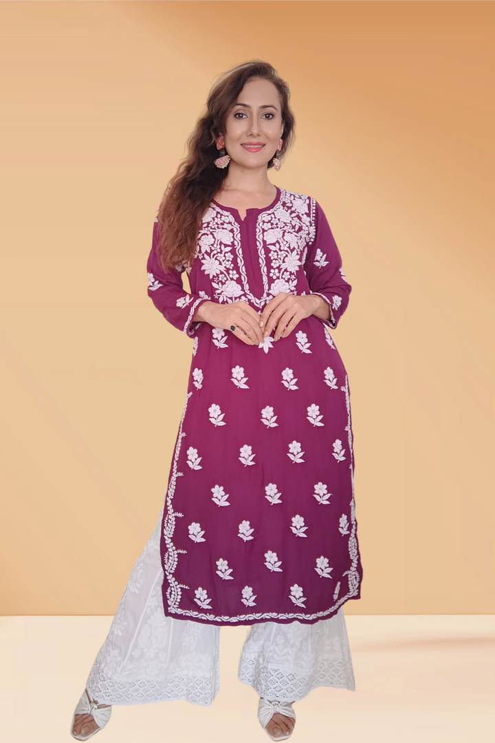 modal chikankari kurti